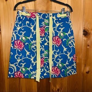 Metrostyle blue floral stretch A line skirt size 8